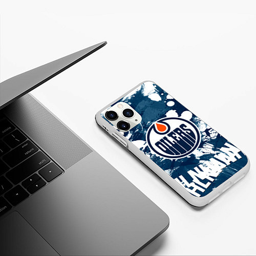 Чехол iPhone 11 Pro матовый Эдмонтон Ойлерз Edmonton Oilers / 3D-Белый – фото 3