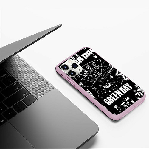 Чехол iPhone 11 Pro матовый Грин дэй узор / 3D-Розовый – фото 3