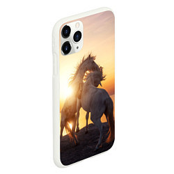 Чехол iPhone 11 Pro матовый Лошади на закате, цвет: 3D-белый — фото 2