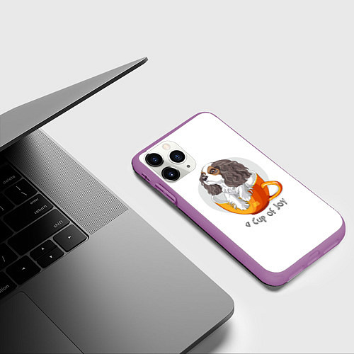 Чехол iPhone 11 Pro матовый Кавалер Кинг Чарльз Спаниель / 3D-Фиолетовый – фото 3