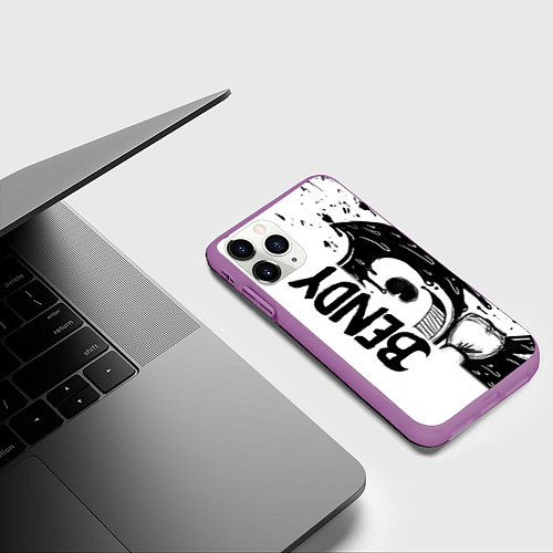 Чехол iPhone 11 Pro матовый BENDY - БЕНДИ БРЫЗГИ КРАСКИ / 3D-Фиолетовый – фото 3