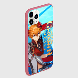 Чехол iPhone 11 Pro матовый Геншин импакт: Тарталья, цвет: 3D-малиновый — фото 2