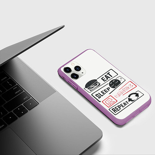 Чехол iPhone 11 Pro матовый Roblox repeat / 3D-Фиолетовый – фото 3