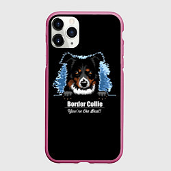 Чехол iPhone 11 Pro матовый Бордер-Колли Border-Collie, цвет: 3D-малиновый