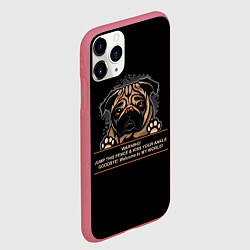 Чехол iPhone 11 Pro матовый Собака Мопс, цвет: 3D-малиновый — фото 2