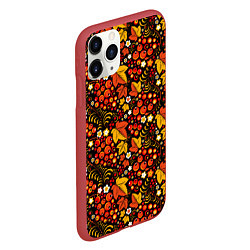 Чехол iPhone 11 Pro матовый Хохлома цветы-ягодки, цвет: 3D-красный — фото 2