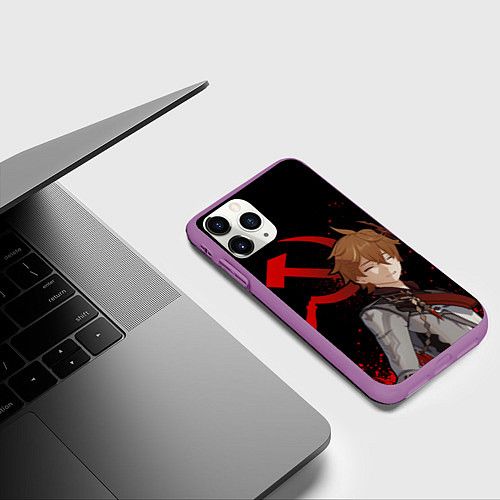 Чехол iPhone 11 Pro матовый ТАРТАЛЬЯ СНЕЖНАЯ ЧЕРНЫЙ / 3D-Фиолетовый – фото 3