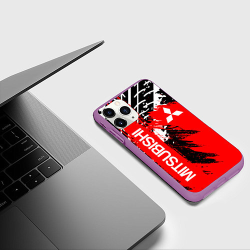 Чехол iPhone 11 Pro матовый MITSUBISHI МИЦУБИСИ МИТСУБИСИ МИЦУБИШИ / 3D-Фиолетовый – фото 3
