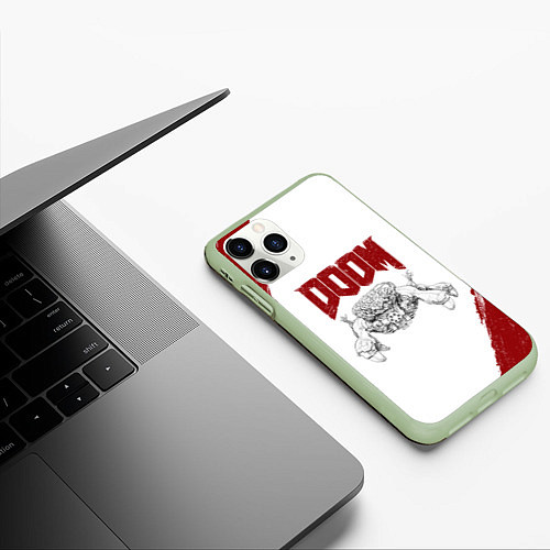 Чехол iPhone 11 Pro матовый Владычица пауков Doom / 3D-Салатовый – фото 3