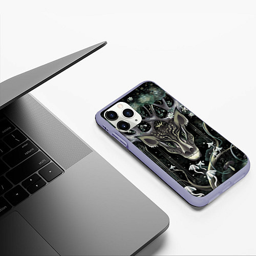 Чехол iPhone 11 Pro матовый Король олень / 3D-Светло-сиреневый – фото 3