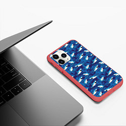 Чехол iPhone 11 Pro матовый Акулы SURF, цвет: 3D-красный — фото 2