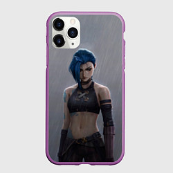 Чехол iPhone 11 Pro матовый Джинкс под дождём, цвет: 3D-фиолетовый