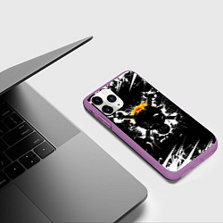 Чехол iPhone 11 Pro матовый ONE PIECE ВАН ПИС ПИРАТЫ, БРЫЗГИ КРАСОК, цвет: 3D-фиолетовый — фото 2