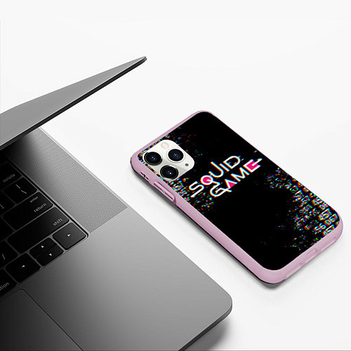 Чехол iPhone 11 Pro матовый ИГРА В КАЛЬМАРА ГЛИТЧ SQUID GAME GLITCH / 3D-Розовый – фото 3