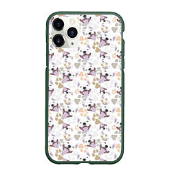 Чехол iPhone 11 Pro матовый Бультерьер Bull-Terrier, цвет: 3D-темно-зеленый