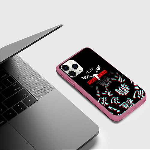 Чехол iPhone 11 Pro матовый Tokyo Revengers Valhalla Glitch / 3D-Малиновый – фото 3