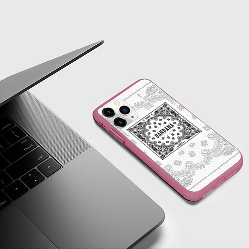 Чехол iPhone 11 Pro матовый Big Baby Tape x Kizaru BANDANA Бандана Кизару Тейп / 3D-Малиновый – фото 3
