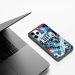 Чехол iPhone 11 Pro матовый Abstraction design pattern, цвет: 3D-темно-зеленый — фото 2