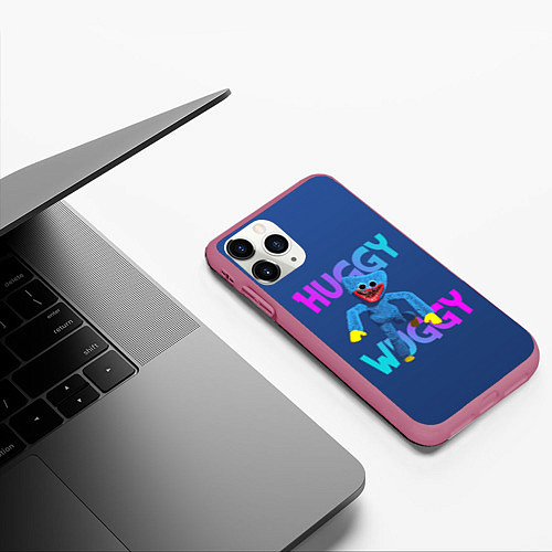Чехол iPhone 11 Pro матовый Huggy Wuggy: Зубастый монстр / 3D-Малиновый – фото 3