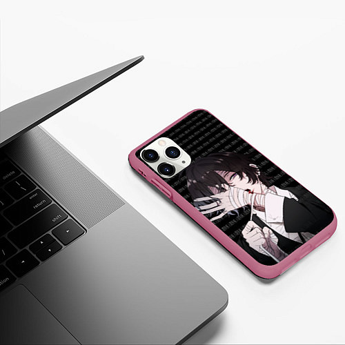 Чехол iPhone 11 Pro матовый Дазай Осаму Исповедь неполноценного человека / 3D-Малиновый – фото 3
