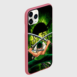 Чехол iPhone 11 Pro матовый Зоро Ророноа с катанами Ван пис, цвет: 3D-малиновый — фото 2