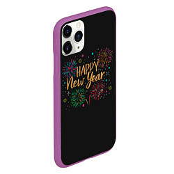 Чехол iPhone 11 Pro матовый Fireworks Explosinons Happy New Year, цвет: 3D-фиолетовый — фото 2