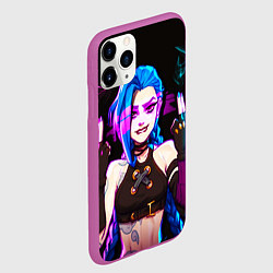 Чехол iPhone 11 Pro матовый Джинкс стреляет вверх Лига легенд Аркейн, цвет: 3D-фиолетовый — фото 2