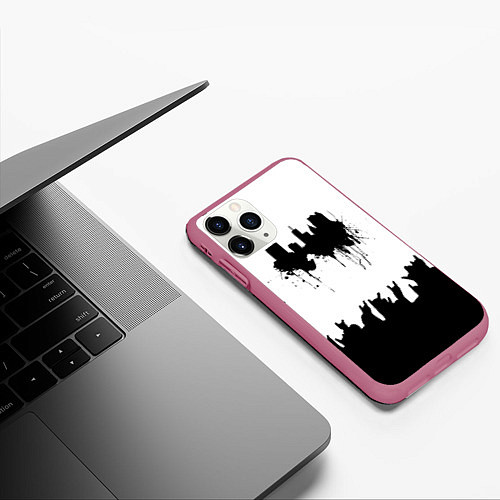 Чехол iPhone 11 Pro матовый Black sity Город тьмы / 3D-Малиновый – фото 3