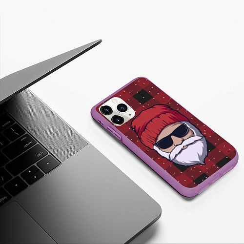 Чехол iPhone 11 Pro матовый SANTA HIPSTER САНТА ХИПСТЕР / 3D-Фиолетовый – фото 3