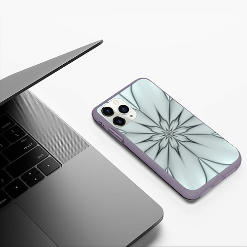 Чехол iPhone 11 Pro матовый Абстрактный цветок Серо-голубой 1-30 / 3D-Серый – фото 3