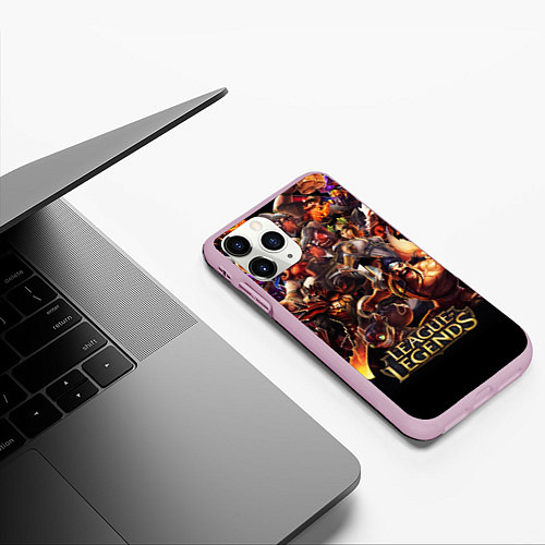 Чехол iPhone 11 Pro матовый LEAGUE OF LEGENDS НЕОН БРЫЗГИ КРАСОК / 3D-Розовый – фото 3