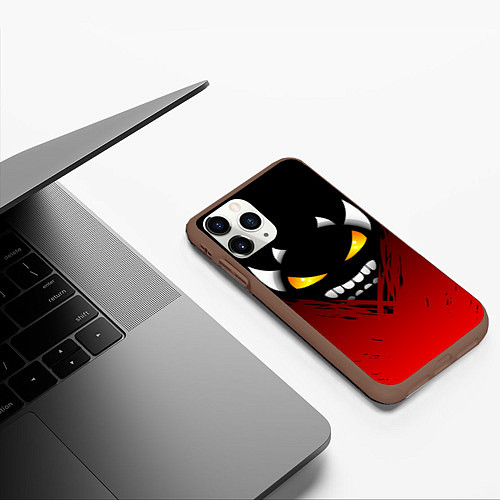 Чехол iPhone 11 Pro матовый Geometry Dash: Demon Smile / 3D-Коричневый – фото 3