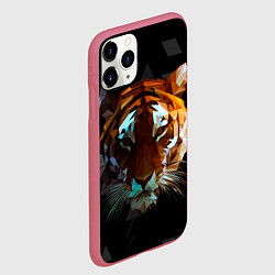 Чехол iPhone 11 Pro матовый Тигр стиль Low poly, цвет: 3D-малиновый — фото 2
