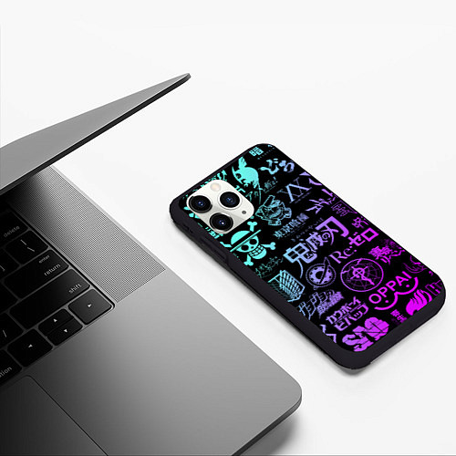 Чехол iPhone 11 Pro матовый Аниме лого / 3D-Черный – фото 3