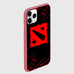 Чехол iPhone 11 Pro матовый DOTA 2 БРЫЗГИ КРАСОК ДОТА 2 ЛОГО, цвет: 3D-малиновый — фото 2