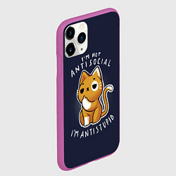 Чехол iPhone 11 Pro матовый I am not antisocial, I AM ANTISTUPID, цвет: 3D-фиолетовый — фото 2