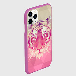 Чехол iPhone 11 Pro матовый Тигр лоу поли, цвет: 3D-фиолетовый — фото 2