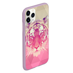 Чехол iPhone 11 Pro матовый Тигр лоу поли, цвет: 3D-сиреневый — фото 2