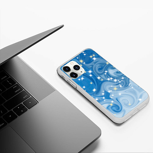Чехол iPhone 11 Pro матовый Голубая метелица / 3D-Белый – фото 3