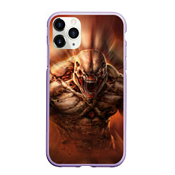 Чехол iPhone 11 Pro матовый ИМП NPC DOOM спина, цвет: 3D-светло-сиреневый