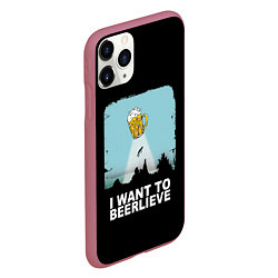 Чехол iPhone 11 Pro матовый I WANT TO BEERLIEVE Я ВЕРЮ В ПИВО, цвет: 3D-малиновый — фото 2