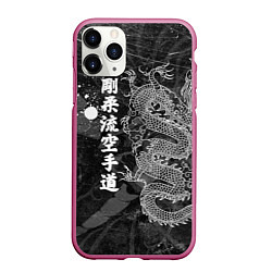 Чехол iPhone 11 Pro матовый Токийский Дракон Иероглифы Dragon Japan, цвет: 3D-малиновый