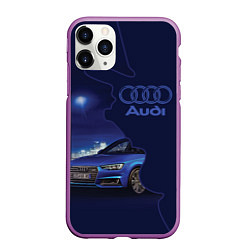 Чехол iPhone 11 Pro матовый AUDI лого, цвет: 3D-фиолетовый