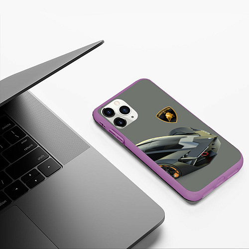 Чехол iPhone 11 Pro матовый Lamborghini concept 2020 / 3D-Фиолетовый – фото 3