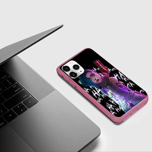 Чехол iPhone 11 Pro матовый Jinx Arcane / 3D-Малиновый – фото 3