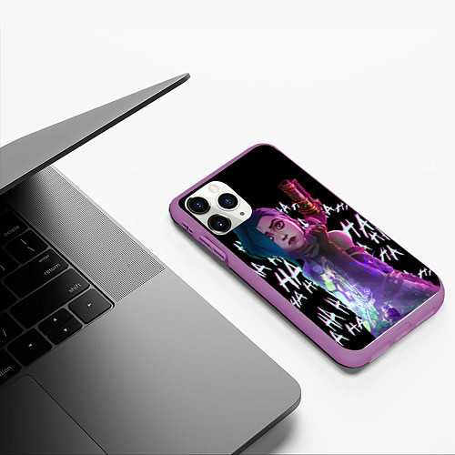 Чехол iPhone 11 Pro матовый Jinx Arcane / 3D-Фиолетовый – фото 3