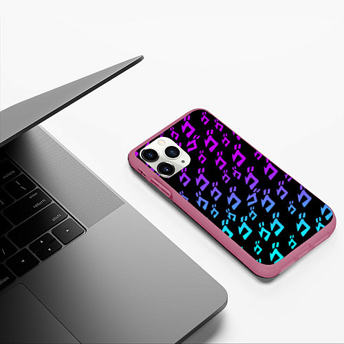 Чехол iPhone 11 Pro матовый JOJOS BIZARRE ADVENTURE NEON PATTERN НЕОН УЗОР / 3D-Малиновый – фото 3