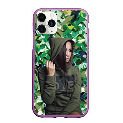 Чехол iPhone 11 Pro матовый Olga Buzova - camouflage, цвет: 3D-фиолетовый