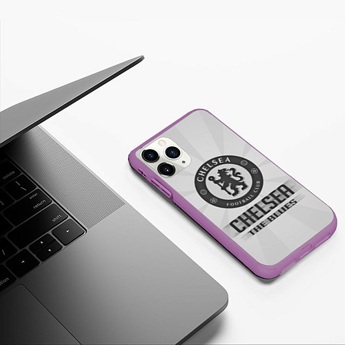 Чехол iPhone 11 Pro матовый Chelsea FC Graphite Theme / 3D-Фиолетовый – фото 3