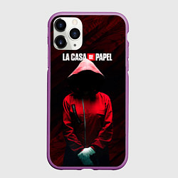 Чехол iPhone 11 Pro матовый Бумажный дом Человек в капюшоне, цвет: 3D-фиолетовый